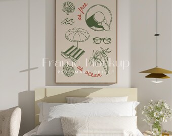 Vertical Frame Mockup, Bedroom Decor, DIN A Sizes (psd, png, pdf)
