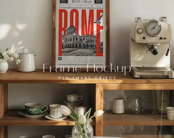 Retro DIN A Frame Mockup, Shelf Display (PSD)