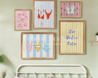 Pink Frame Mockup Set – Coastal Coquette, Dorm Decor (PSD, PNG, PDF)