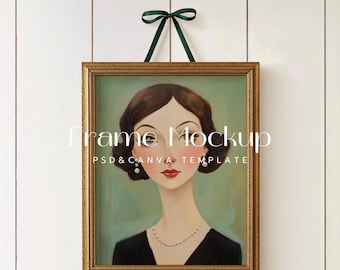 Maqueta de marco barroco dorado, 8x10, estilo vintage (PSD y Canva)
