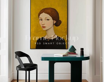 Vertical Frame Mockup, DIN A, Living Room Scene (PSD)