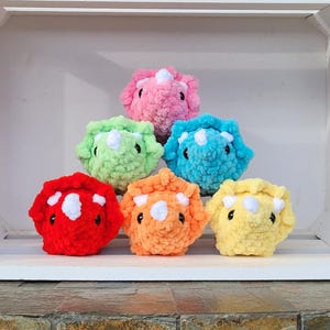Customizable Crochet Mini Triceratops Dinosaur Amigurumi Plushie Stuffed Animal