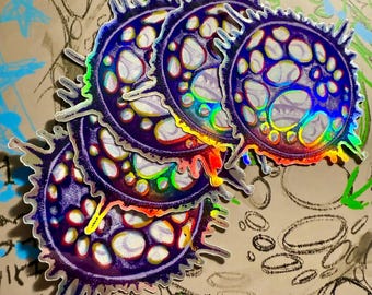 Holographic Hexcore Sticker, Arcane Anime, Vinyl Decal, Waterproof 3x3, League of Legends LoL