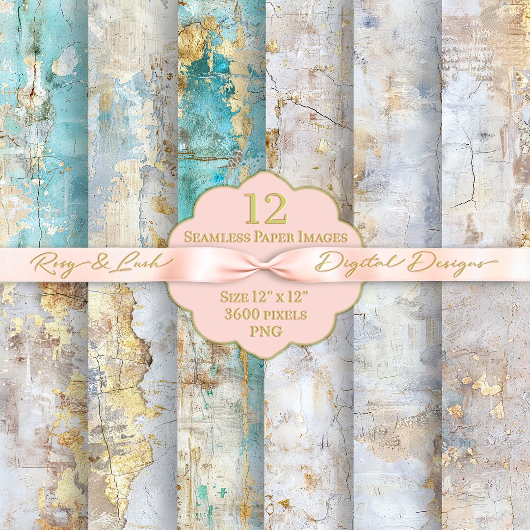 Turquoise White and Gold Printable Scrapbook Paper, Seamless, Tileable ...