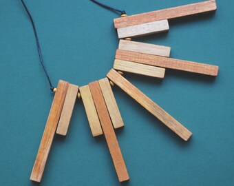 Recycled Wooden Counting Rods Necklace Cuisenaire Rods by Mainichi