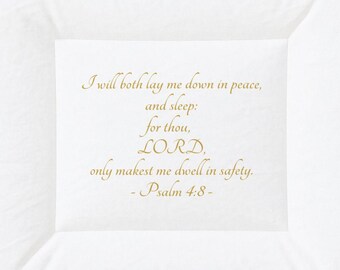 Scripture Verse Comforter | Psalm 4:8 Christian Comforter | Cotton Comforter | Custom Comforter | Custom Bedding
