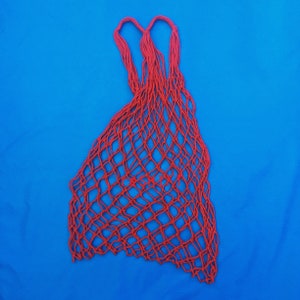 EURO NET MARKET BaG, feine handgemachte Netztasche, Baumwolle, Schwarz, Weiß, Rot, Orange, beste Alternative zu Plastiktaschen, ein Muss für einen bewussten Shopper