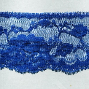 ELEKTRISCH BLAUW KANT, vintage kant, 3,5 inch breed, nylon kant met rozenpatroon, in verpakkingen van 5 en 10 meter, naaibenodigdheden