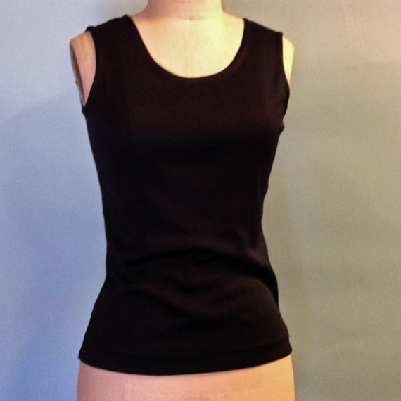 vintage 70s TANK TOP, black tank top, sleeveless … - image 1