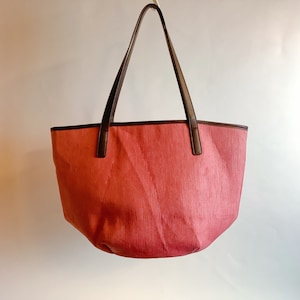PINK VEGAN TOTE, Neiman Marcus Tote Bag, Shoulder Tote, Beach Bag, Shopping Bag, Market Bag, Aqua Lining, Huge Tote
