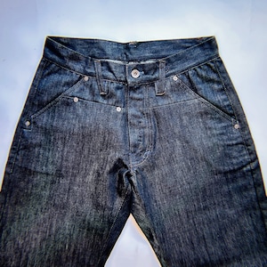 ISKO DEEP BLUEジーンズ、クールスタイルジーンズ、ドイツ製ブルージーンズ、デニム、90年代の未使用ヴィンテージ、ジッパーフライ、特別なユニセックスジーンズ