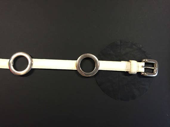 sale -60s MOD BELT by AVIGNON, white leather with… - image 2