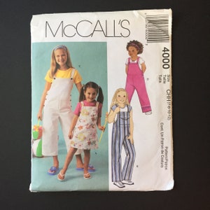 GIRL&#39;S JUMPER & JUMPSUITS Pattern,  McCall&#39;s Patterns from early 2000s, Ages 7 - 8- 10 - 12, English / French Bilingual, All pieces intact
