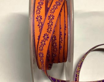 QUALITY BROCADE TRIM, From France, Orange And Purple Pretty Trim 10mm/1/2 inch, sold per yard, diy, sewing, crafts, scrapbooking trim