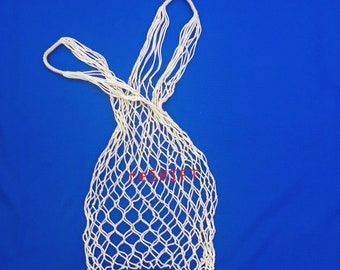 Handmade EUROPEAN NET BAG, net market bag, fine cotton, blk, wht, red, orange, top alternative to plastic bag, must for a conscious shopper