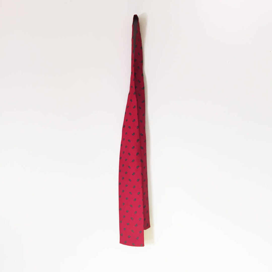 Vintage DEEP RED Silk BOW Tie With Paisleys, Deep Red Tie, Red Silk ...