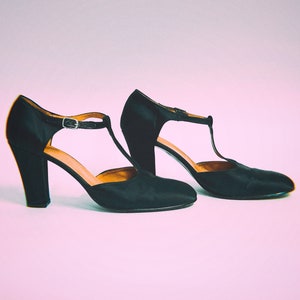 ESPACE T STRAP SHOES, Styled in France, Robert Clergerie Design, Silk Satin T Strap, Textile & Leather Shoes