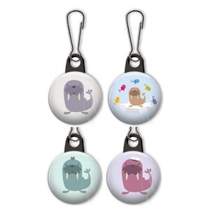 Walrus zipper pull.  Walrus charm.  Walrus zipper pull charm.  Customized zipper pulls available.