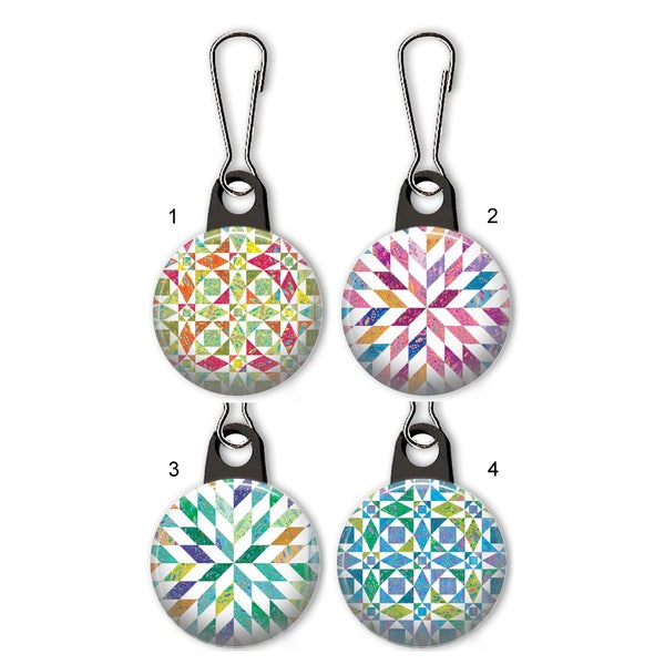 Quilt pattern zipper pull.  Quilting charm.  Quilt zipper pull charm.  Customized zipper pulls available.