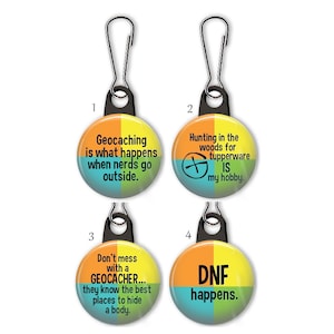 Geocaching zipper pull.  Geocache swag charm.  Geocache zipper pull.  Geocaching charm.  Custom zipper pulls available.