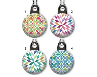 Quilt pattern zipper pull.  Quilting charm.  Quilt zipper pull charm.  Customized zipper pulls available.