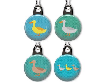 Duck zipper pull.  Duck charm.  Ducks in a row.  Ducks charm.  Duck duck goose.  Custom zipper pulls available.