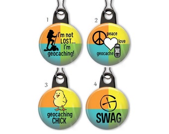 Geocache zipper pull.  Geocache swag charm.  Geocaching zipper pull.  Geocaching charm.  Custom zipper pulls available.