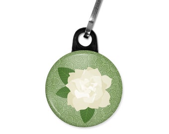 Gardenia zipper pull. Gardenia charm. Wedding favor charm. Flower zipper pull. Flower charm. Custom zipper pulls available.