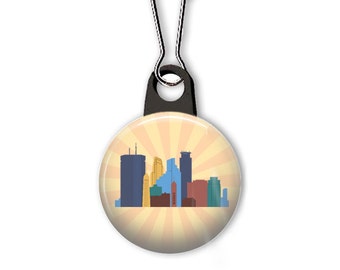 Minneapolis skyline zipper pull.  Minneapolis charm.  Minneapolis skyline charm. Minneapolis charm.