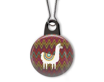 Llama zipper pull. Llama charm. Alpaca zipper pull. Alpaca charm. Llama gift.  Llama art.  Llama party favor. Custom zipper pulls available.