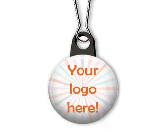 Custom zipper pull with your logo for business promotion or corporate giveaway.