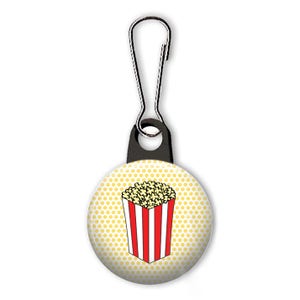 Tirador de cremallera de palomitas de maíz.  Amuleto de palomitas de maíz.  Tirador de cremallera para su billetera, bolso, mochila, chaqueta o planificador.  Tiradores de cremallera personalizados disponibles.