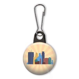 Minneapolis skyline zipper pull.  Minneapolis charm.  Minneapolis skyline charm. Minneapolis charm.