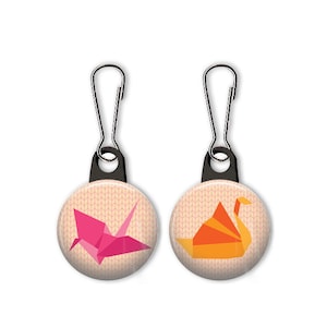 Tirador de cremallera de pájaro origami. Encanto de la grúa origami. Encanto de cisne origami. Encanto de pájaro. Tirador de mochila de pájaro Origami. Tiradores de cremallera personalizados disponibles.