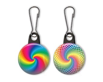 Rainbow swirl zipper pull.  Rainbow charm.  Rainbow party favor.  Rainbow swirls charm.  Pride gift.  Custom zipper pulls available.