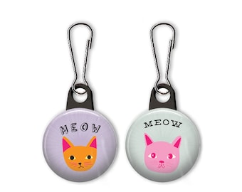 Cat zipper pull.  Cat charm.  Meow cat.  Zipper pull for your wallet, purse, backpack, jacket, or planner.  Custom zipper pulls available.