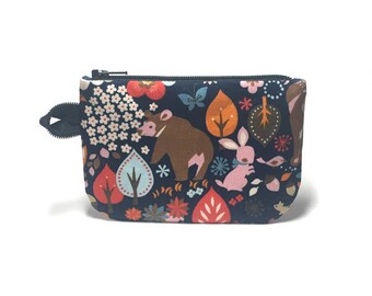 Woodland pouch. Zippity zip pouch. Zipper pouch. Small zip pouch. Coin purse. Card holder. Gift card holder. Business card holder.