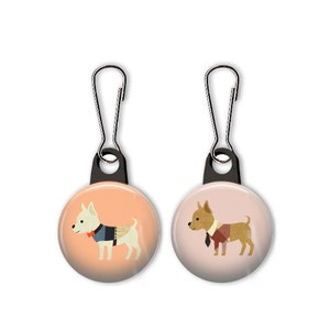 Chihuahua with shirt and tie zipper pull.  Chihuahua with bow tie.  Chihuahua dog charm.