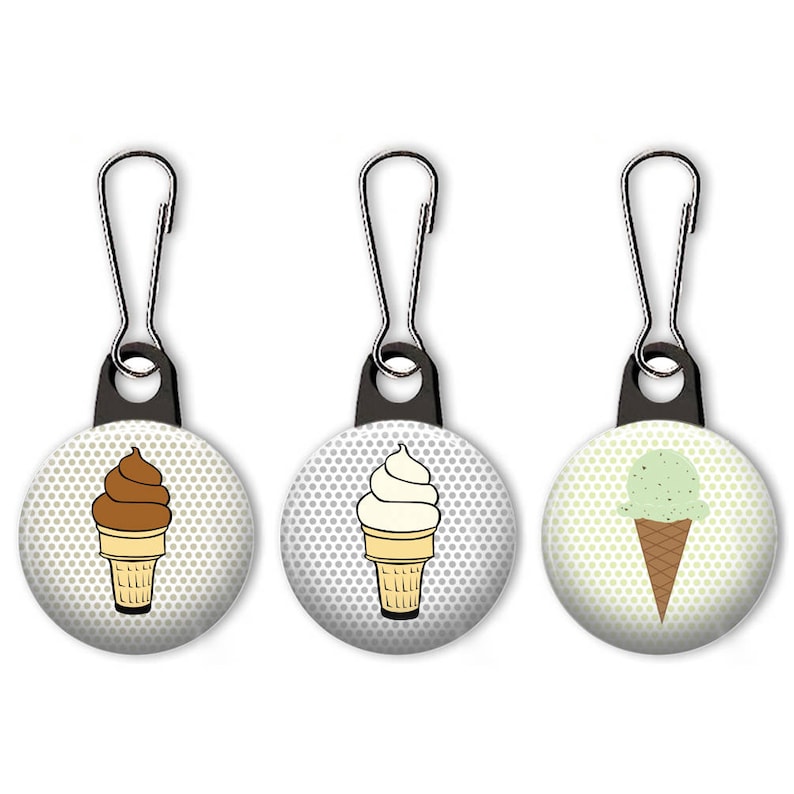 Ice Cream Cone Zipper Pull. Ice Cream Cone Charm. Peppermint Etsy