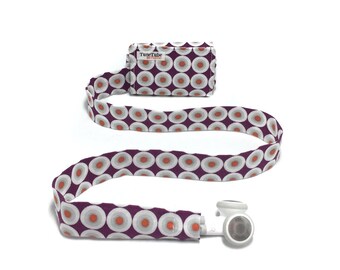 Purple and orange TuneTube.  Earbud cord organizer for iPhone or iPod.  Cord keeper.  Earbud holder.  Earbud case.