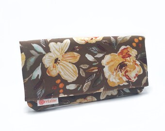 Portefeuille fleuri d’automne. Portefeuille femme. Porte-cartes pour femmes. Portefeuille à fermeture éclair. Portefeuille en tissu. Portefeuille végétalien.