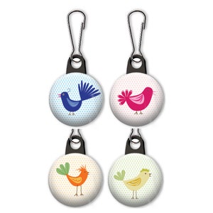 Tirador de cremallera de pájaro.  Encanto de pájaro.  Tirador de cremallera de pájaro chirriante.  Amuleto de pájaro feliz.