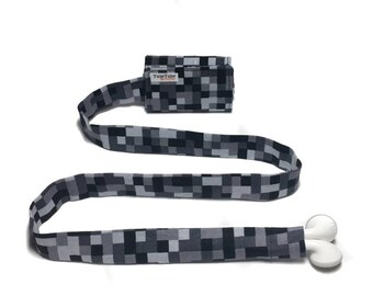 Black and gray squares TuneTube. Earbud cord organizer for iPhone or iPod. Cord keeper. Earbud holder. Earbud case.