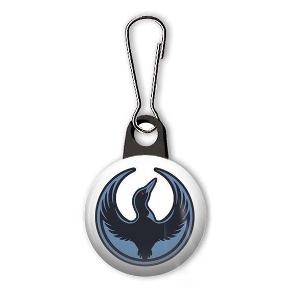 Rebel loon zipper pull.  Rebel loon charm.  Minnesota Rebel Alliance logo.