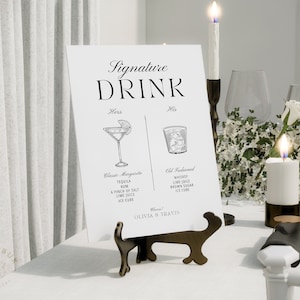 Modern Classic Wedding Signature Drink Menu Template: Elegant Minimalist Design (Editable Template)