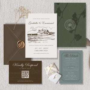 Moderne botanische Hochzeitseinladung mit handgezeichneten Illustrationen Gartenparty Erdton Hochzeit Vintage elegante bearbeitbare Vorlage