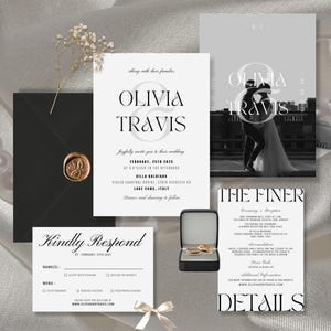 Modern Wedding Invitation Suite Template Classic Minimalist Wedding Vintage Old Money Inspired Instant Download Printable Template