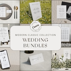 Modern Wedding Suite Invitation Bundle Template Classic Minimalist Wedding Vintage Old Money Inspired Instant Download Printable Template