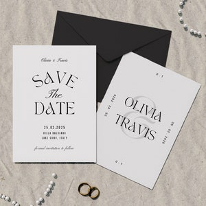 Modern Wedding Save The Date Template Classic Minimalist Wedding Vintage Old Money Inspired Instant Download Printable Template