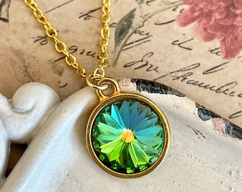 Rainbow crystal necklace - rainbow necklace - rival necklace - Swarovski - crystal pendant